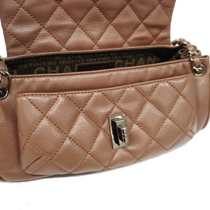 CHANEL   Matelasse 2.55 Chain Shoulder Caviar Leather Shoulder Bag Brown