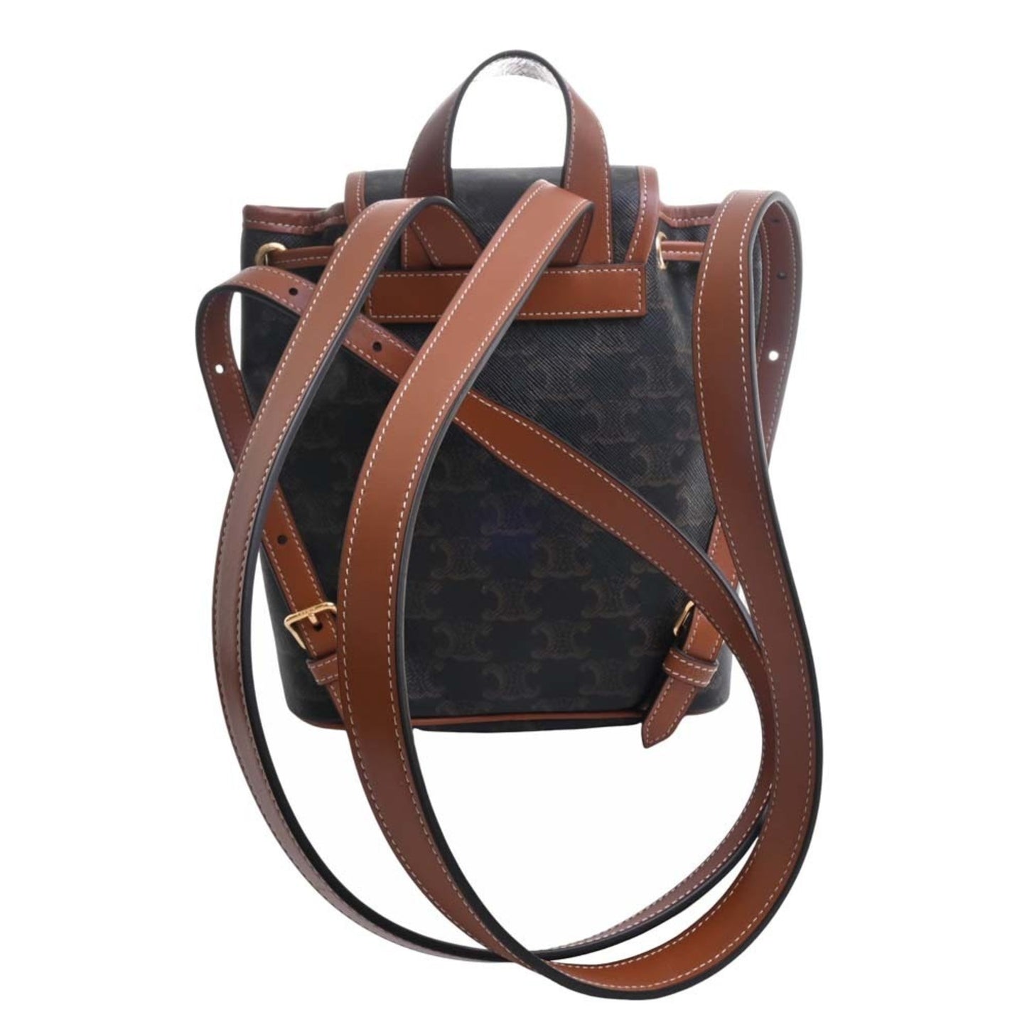Celine Leather Folco Triomphe Backpack Rucksack Brown Women's