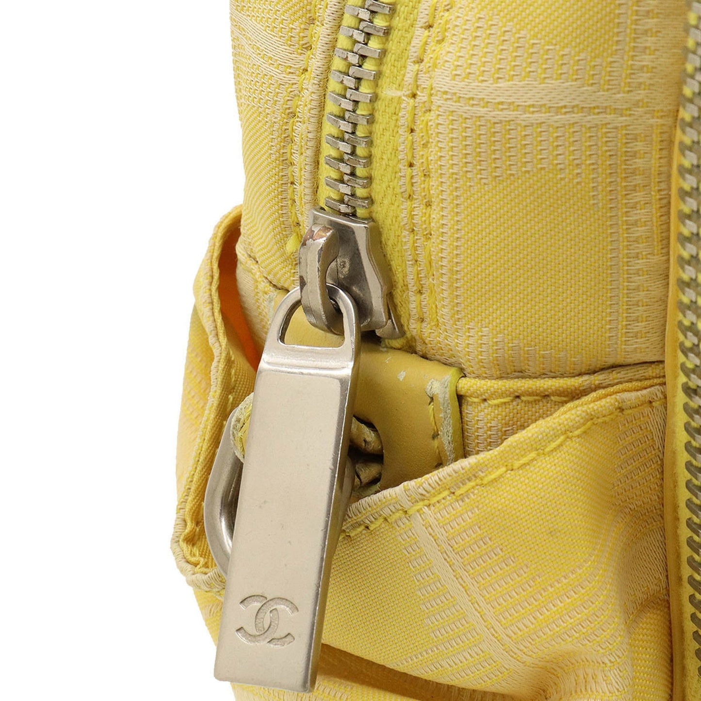 Chanel New Line HandBag Shoulder Bag Jacquard Canvas Yellow A15973
