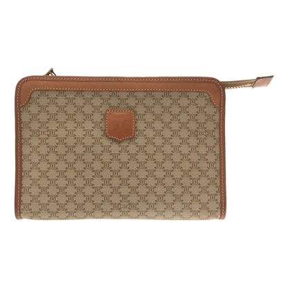 Celine Clutch Bag Beige PVC Leather Logo Women's Made in Italy Total Pattern