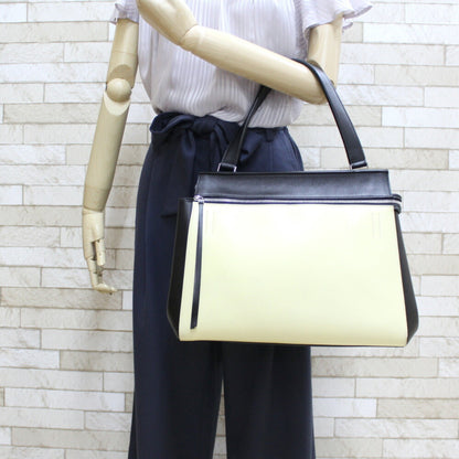 Celine Handbag Edge Overseas Large Black Yellow Women's Leather