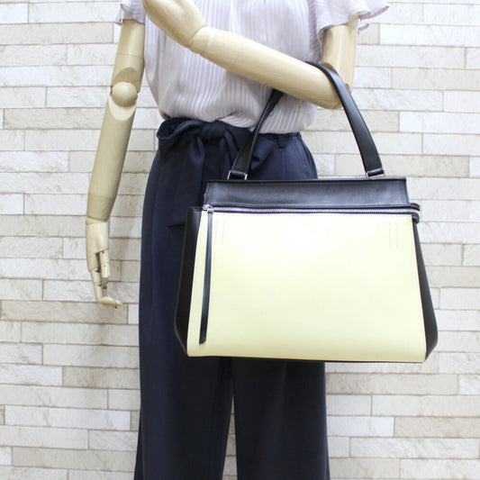 Celine Handbag Edge Overseas Large Black Yellow Women's Leather