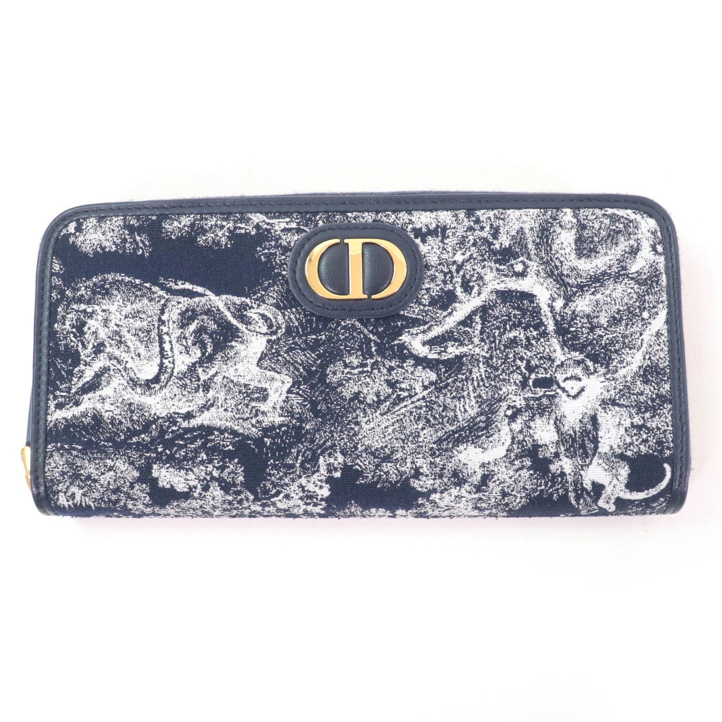 Christian Dior Navy Jacquard Long Wallet (Bi-Fold) ()