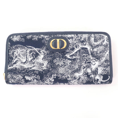 Christian Dior Navy Jacquard Long Wallet (Bi-Fold) ()