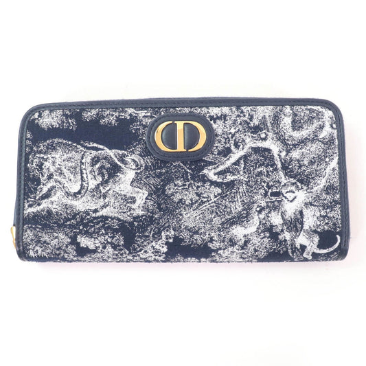 Christian Dior Navy Jacquard Long Wallet (Bi-Fold) ()