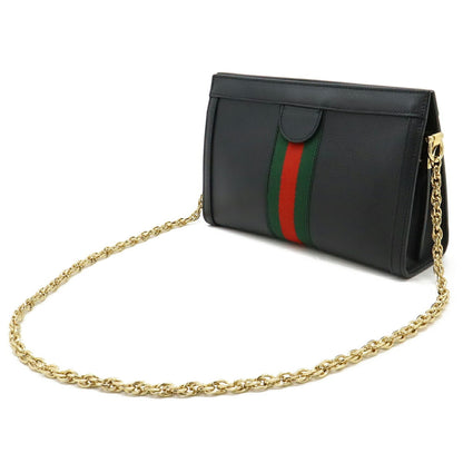 Gucci Black Green Red Color Leather Shoulder Bag