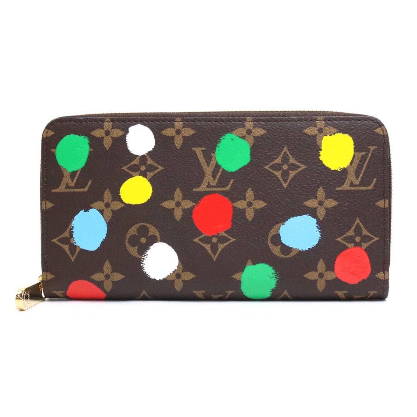 LOUIS VUITTON Round Zipper Long Wallet Monogram Painted Dot LV x YK Zippy Canvas Brown Multicolor Unisex M81864 99541f