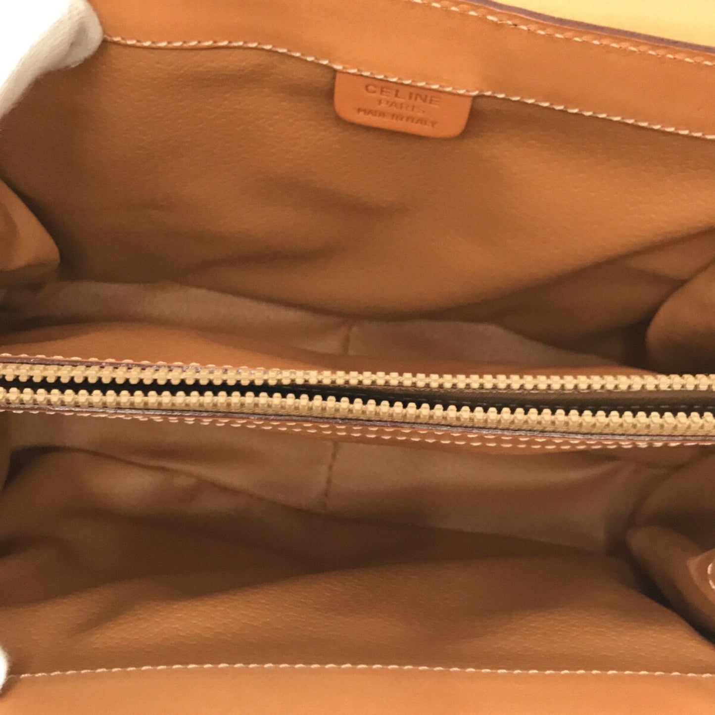 Celine Macadam Handbag Leather PVC Beige Gold Hardware Women's