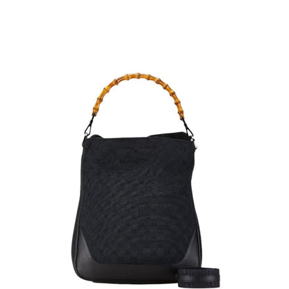 Gucci Black Canvas Leather Handbag Shoulder Bag ()