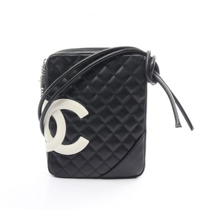CHANEL Cambon Line Shoulder Bag Leather Women's Black White A25178