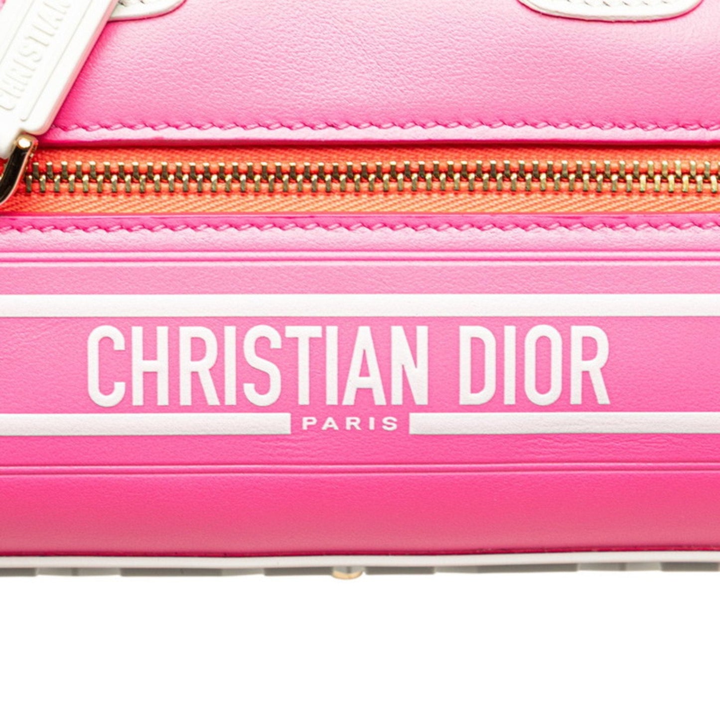 Christian Dior Pink White Leather Handbag ()