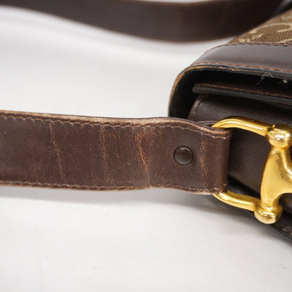 Celine  C Macadam Carriage Bracket Women's Canvas,Leather Shoulder Bag Brown
