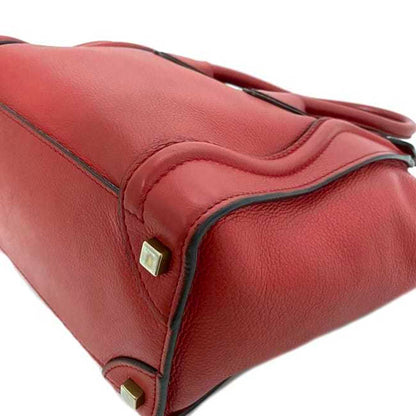 Celine Tote Bag Luggage Micro Shopper Red 167793 Leather  Handbag Ladies