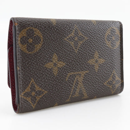 Louis Vuitton Multicles6 Key Case M60701 Monogram Canvas Fuchsia Made in France Brown CT1139 Snap Button Women's
