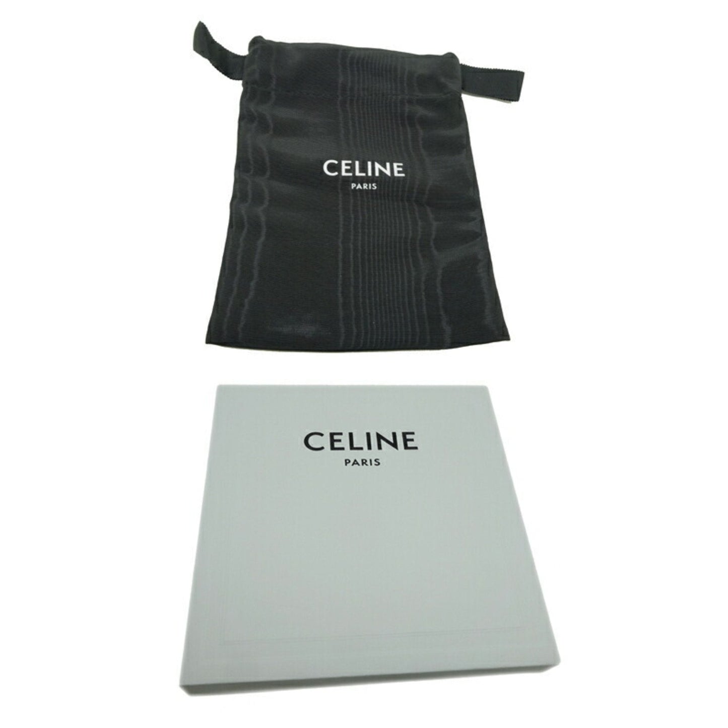 Celine Key & Card Coin Purse Women's Men's Case 10C663 Leather Black