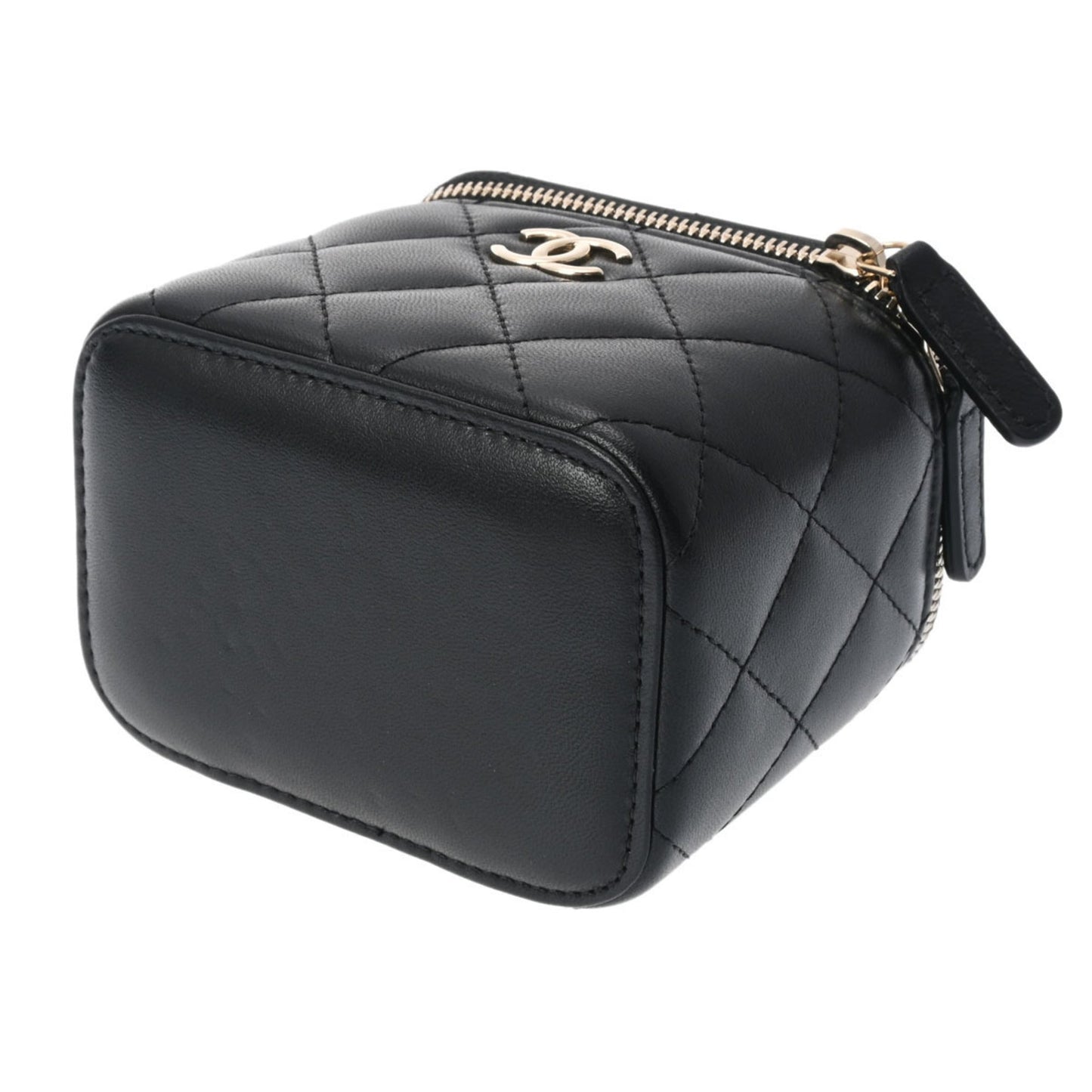 Chanel Small Vanity Chain Shoulder Black Champagne AP2198 Women's Lambskin Bag