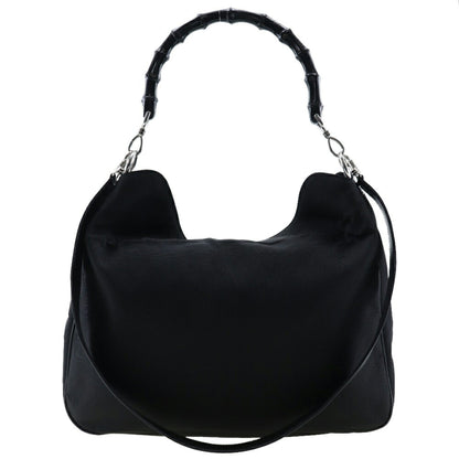 GUCCI Bamboo Handbag 001-0577 Nylon Canvas Made in Italy Black Shoulder 2way A4 Magnetic Type Ladies