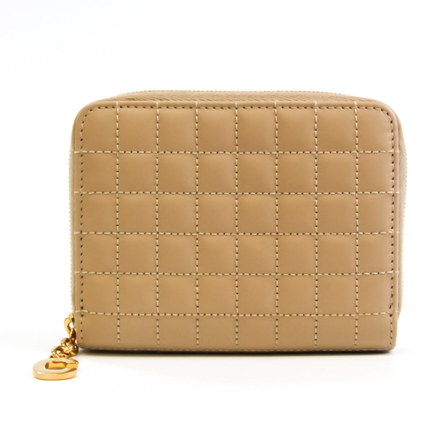 Celine Quilting Women's Leather Coin Purse/coin Case Beige