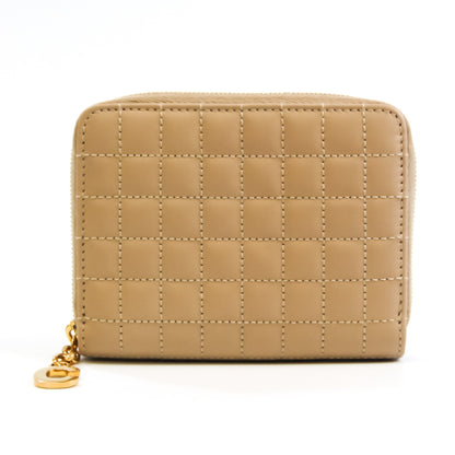 Celine Quilting Women's Leather Coin Purse/coin Case Beige