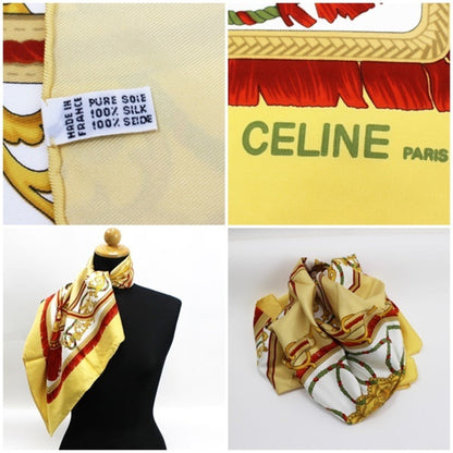 Celine silk scarf muffler yellow  ladies