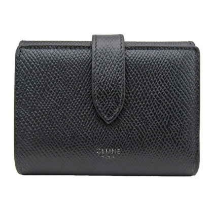 Celine Fine Strap Wallet 10H483BEL.38SI Women's Embossed Calf Leather Wallet [tri-fold] Black