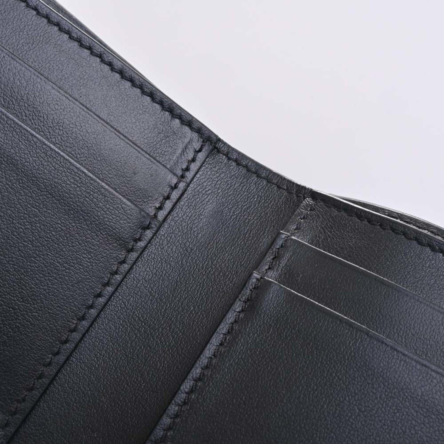 Celine Leather Triomphe Trifold Wallet Black Ladies