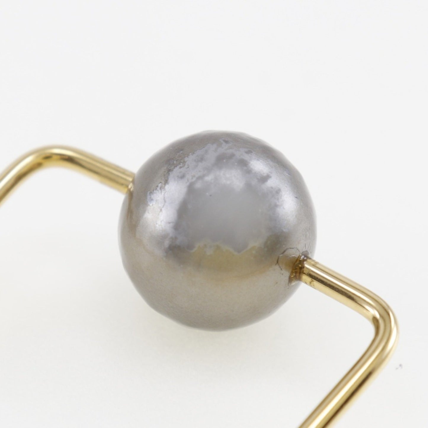Celine square hoop earrings gold plated x fake pearl made in Italy ladies