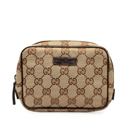 Gucci Gg Canvas Beige Brown Canvas Leather Pouch ()