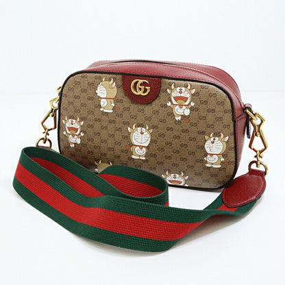 Gucci??DORAEMON Doraemon GG Supreme Shoulder Bag 574886 Beige Red