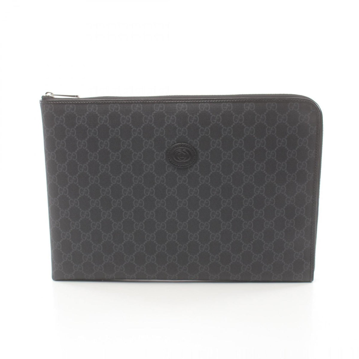 Gucci Black Pvc Coated Canvas Leather Clutch Bag Document Case