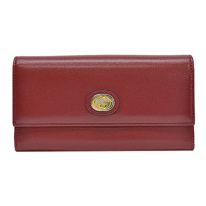 Gucci Gold Red Color Leather Long Wallet (Bi-Fold) ()