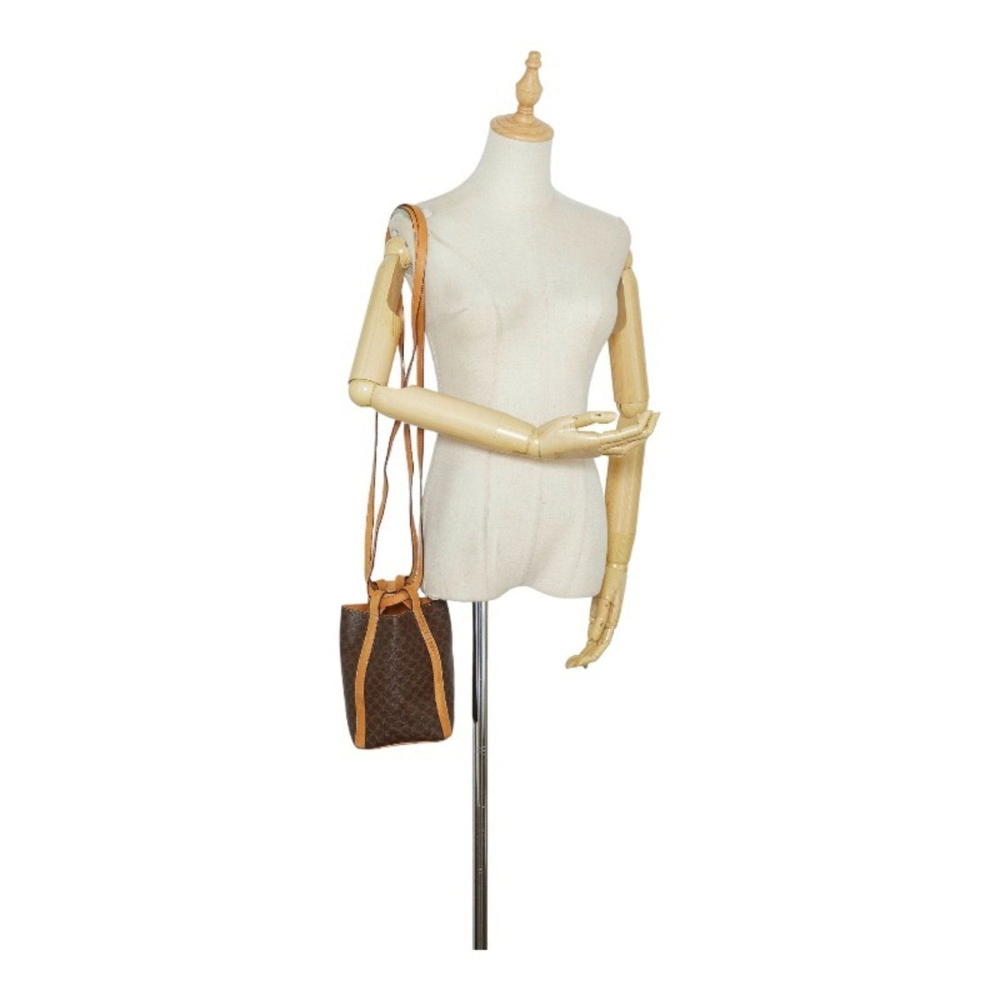 Celine Macadam Shoulder Bag Brown Beige PVC Leather Ladies