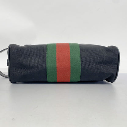 Gucci Black Green Red Color Nylon Canvas Clutch Bag