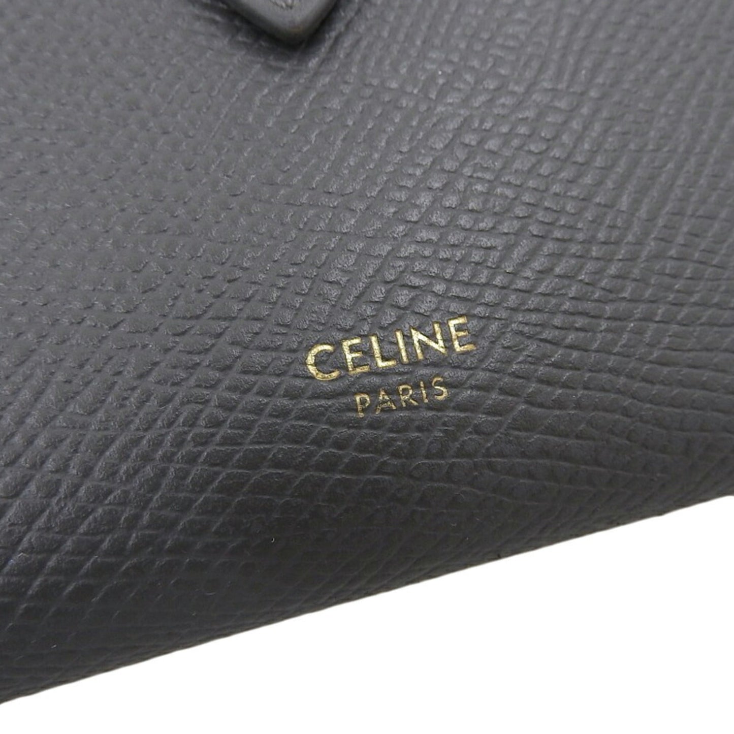 Celine Medium Strap Wallet Folding with Hook Leather Gray 10B643BFP 10BL