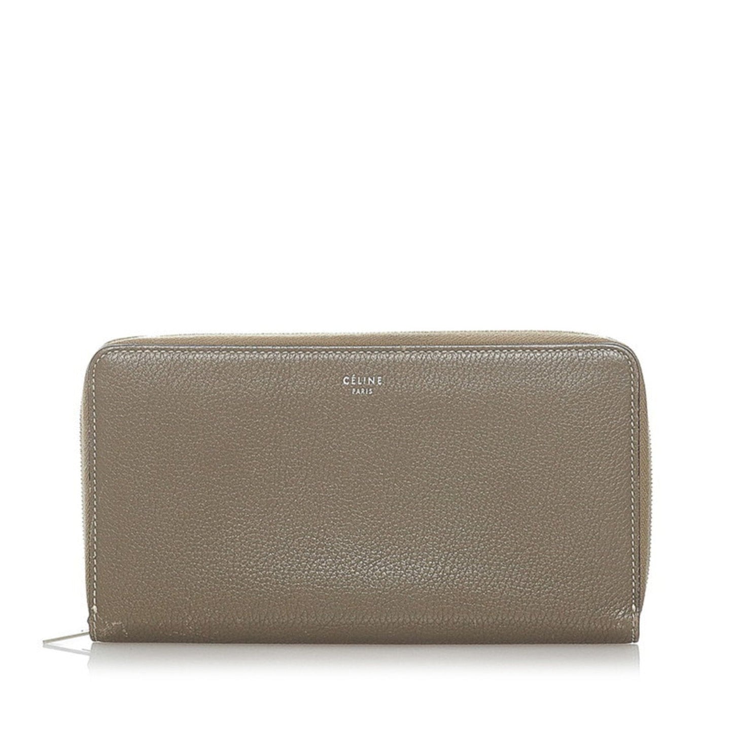 Celine round long wallet graige leather ladies Celine