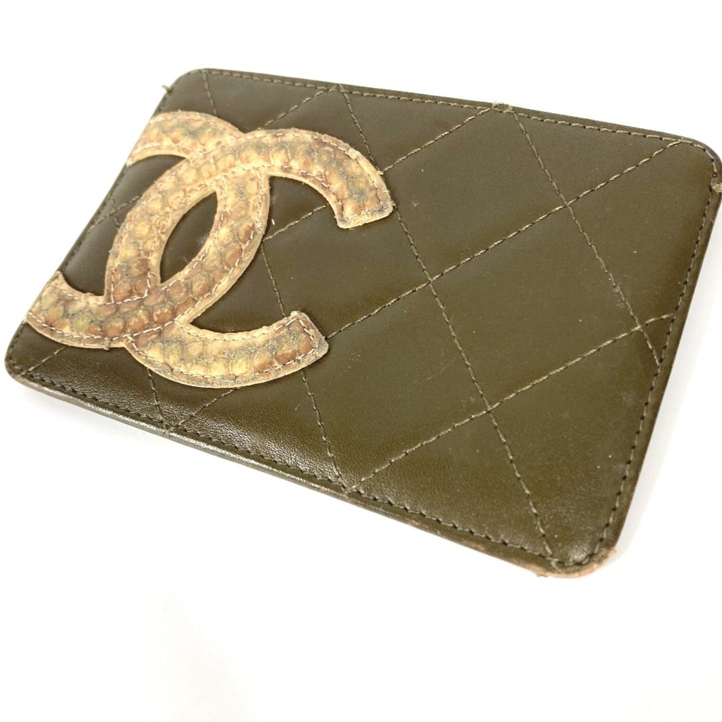 Chanel Cambon Line Pass Case Card Case Card Case khaki