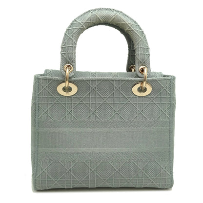 Christian Dior Lady Dior Gray Canvas Handbag ()