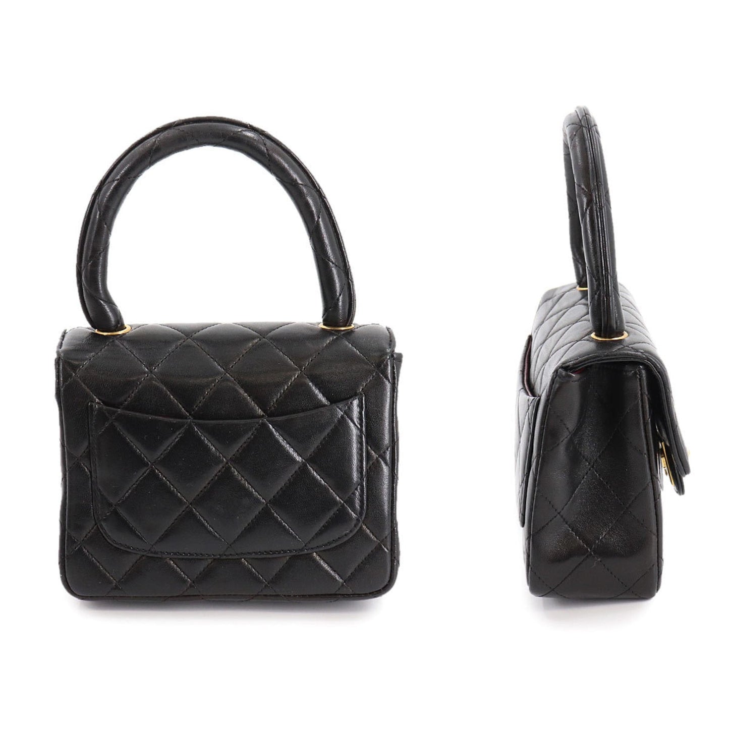 Chanel matelasse parent and child bag hand leather black gold metal fittings vintage Matelasse Pair Bag