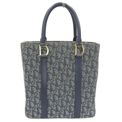 Christian Dior Trotter Navy Trotter Leather Canvas Handbag Tote Bag ()