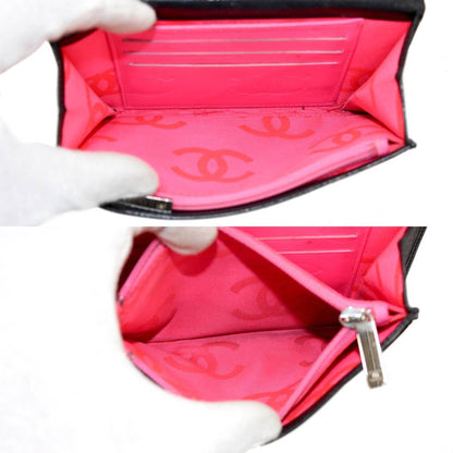 CHANEL Bi-Fold Wallet Cambon Black / White Pink 9929097