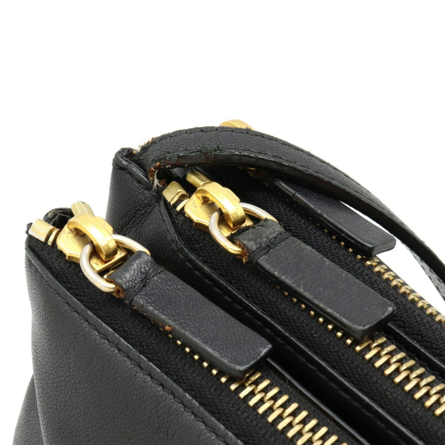 Celine Trio Large Shoulder Bag Pochette Pouch Lambskin Leather Black 171453