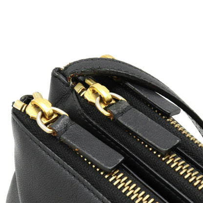 Celine Trio Large Shoulder Bag Pochette Pouch Lambskin Leather Black 171453