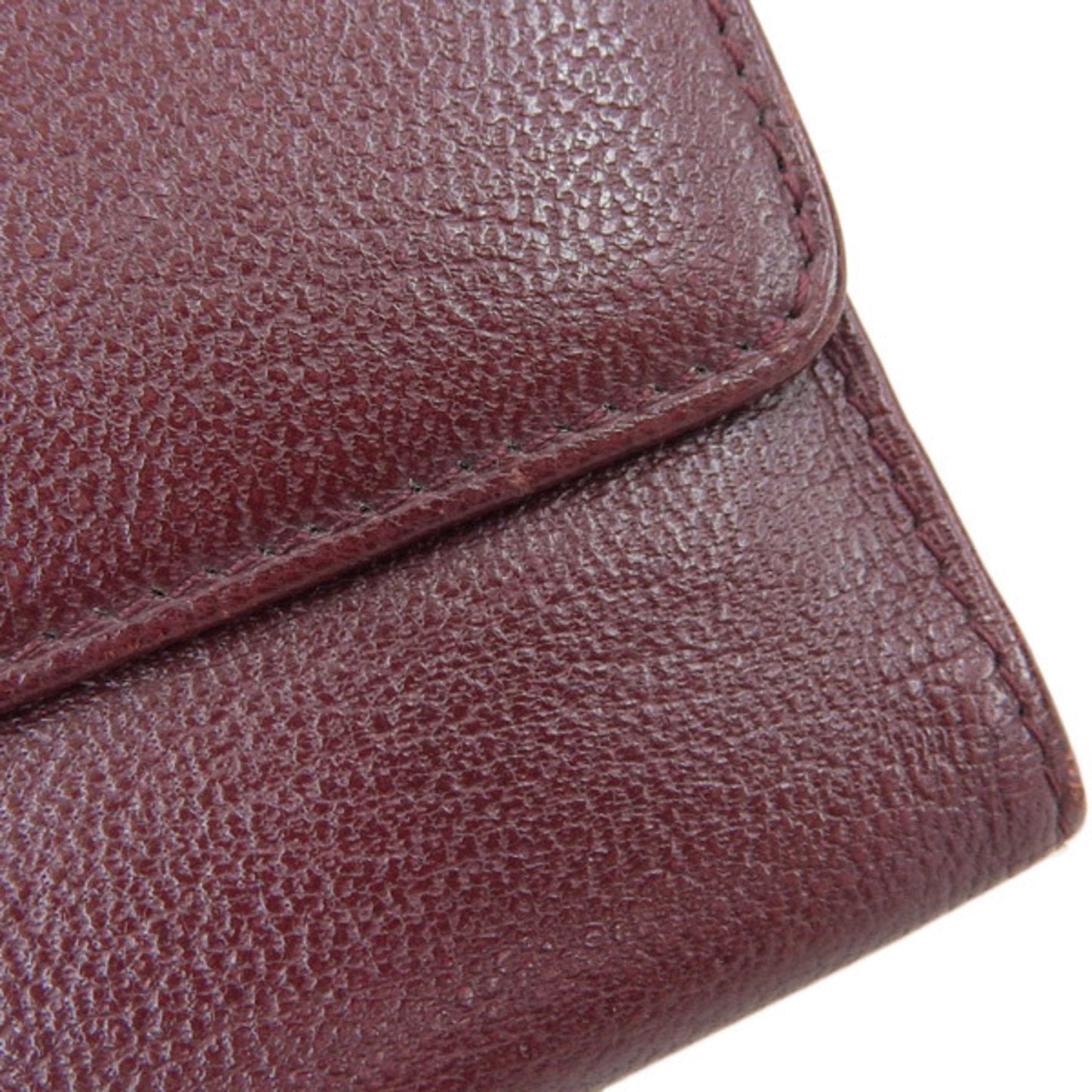 CHANEL Leather Cocomark Trifold Wallet Bordeaux Ladies