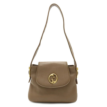 GUCCI Double G Detail Shoulder Bag Leather Mocha Beige 251809