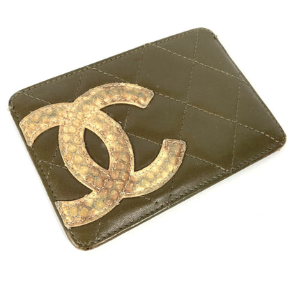 Chanel Cambon Line Pass Case Card Case Card Case khaki
