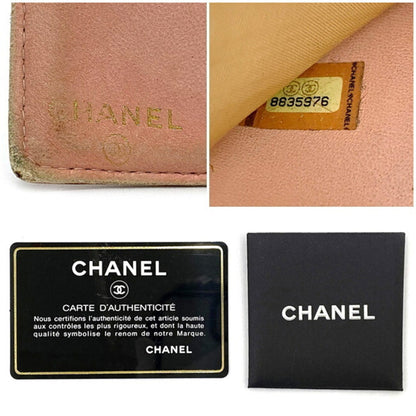 Chanel Bi-Fold Wallet Pink Coco Mark A13507 Leather Caviar Skin 8s CHANEL Ladies Accent