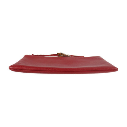 Gucci Bamboo Clutch Bag 449652 Leather Red Tassel Second