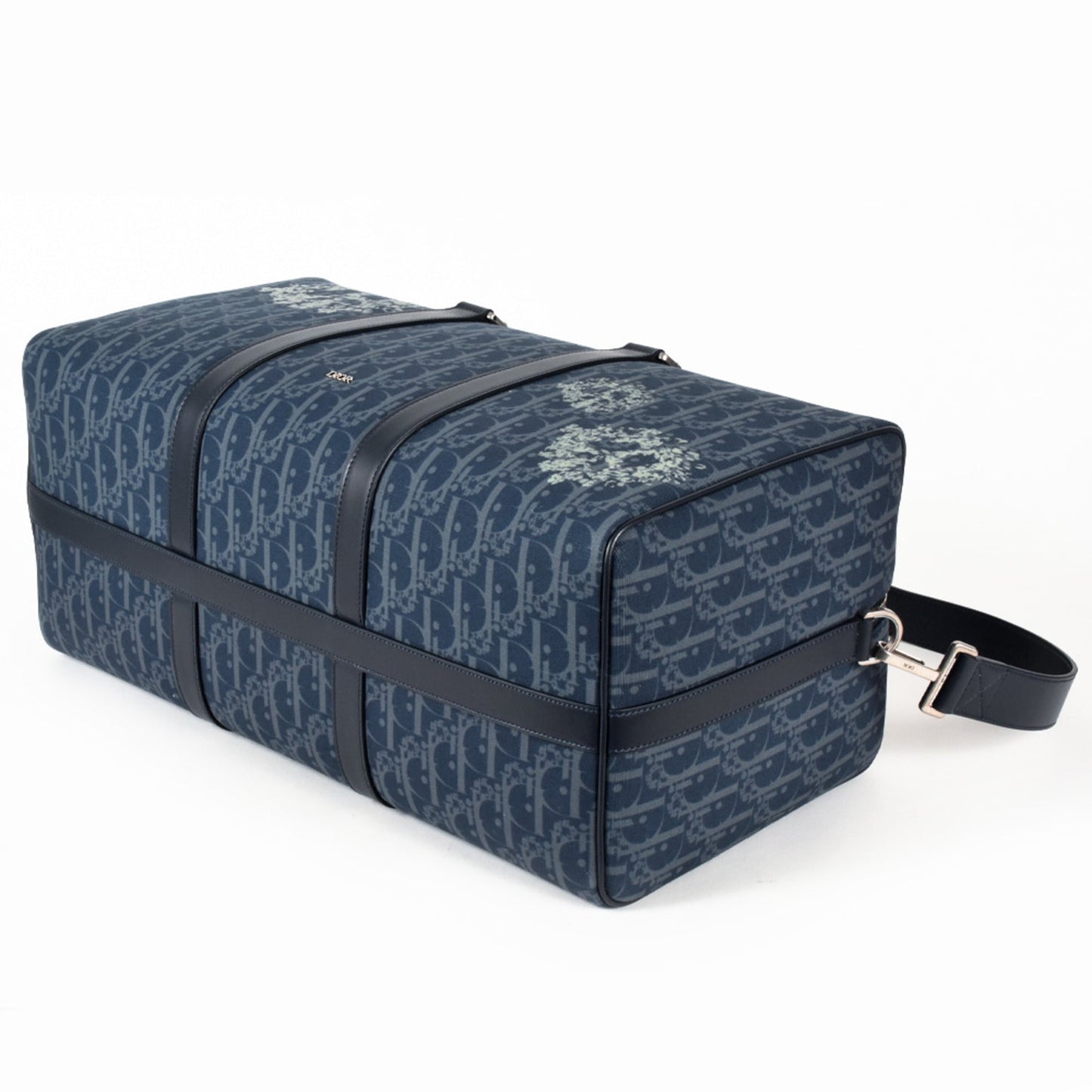 Christian Dior Navy Leather Cotton Denim Boston Bag ()