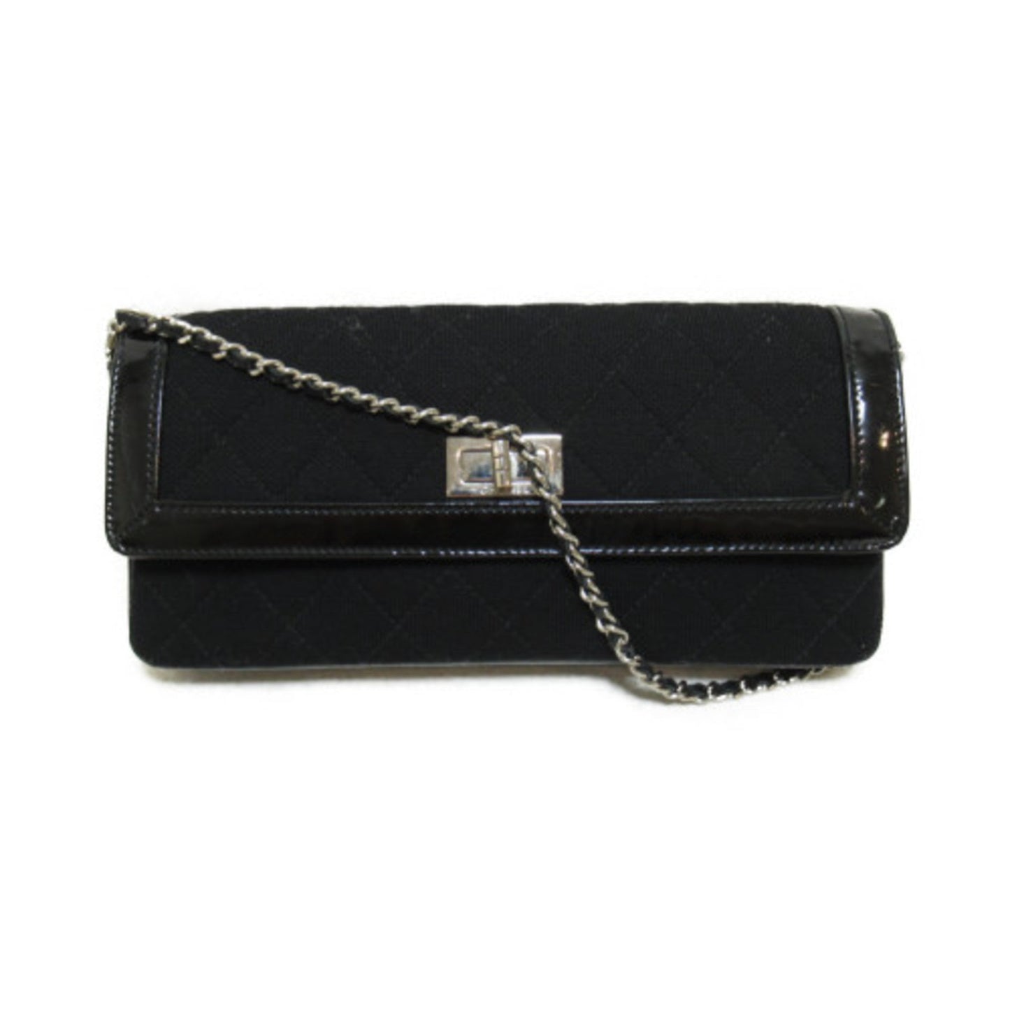 CHANEL 2.55 ChainShoulder bag Black cotton enamel