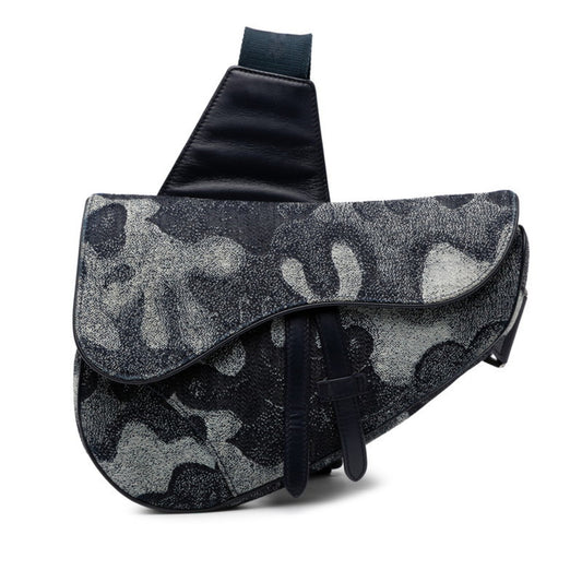 Christian Dior Navy Denim Leather Shoulder Bag ()